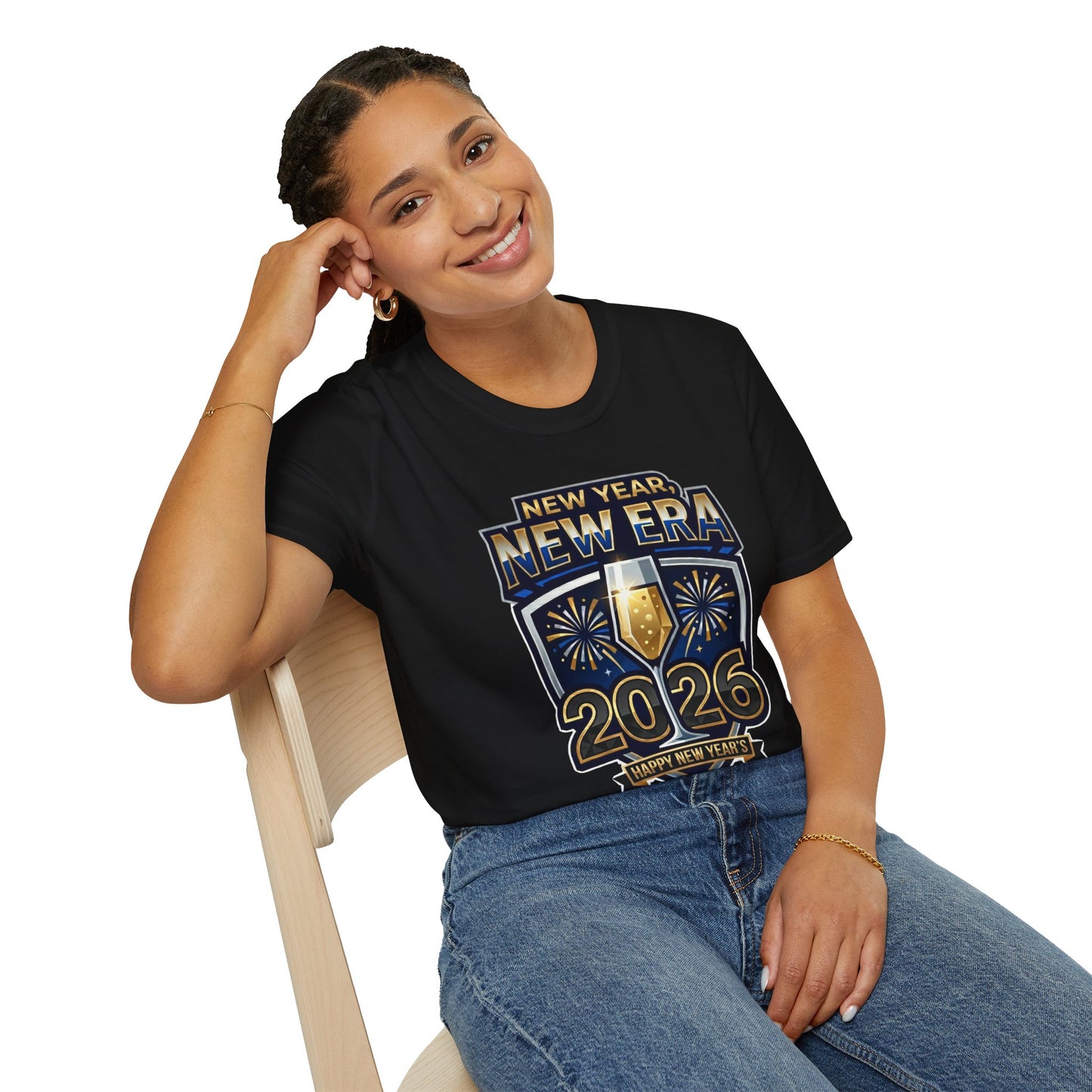 New Year 2026 T-Shirt – "New Year, New Era" Champagne & Fireworks Celebration Tee