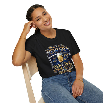 New Year 2026 T-Shirt – "New Year, New Era" Champagne & Fireworks Celebration Tee