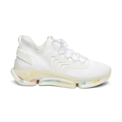 Women’s White Mesh Sneakers — Lightweight Breathable Athletic Shoes with Color-Accent Sole