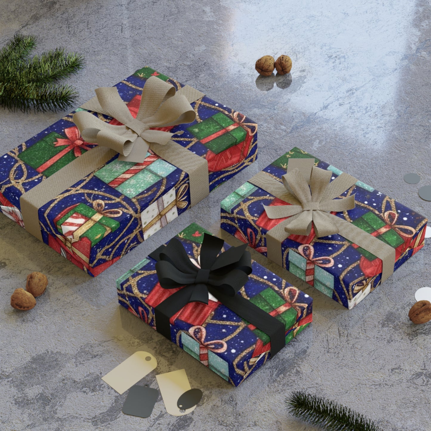 Festive Christmas Gift Wrapping Paper Roll