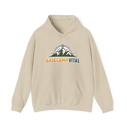 Base Camp Vital Outdoor Fleece Hoodie | Mountain Compass Graphic Pullover | 50/50 Midweight Trail Hoodie  Vital Hoodie  (free shipping)