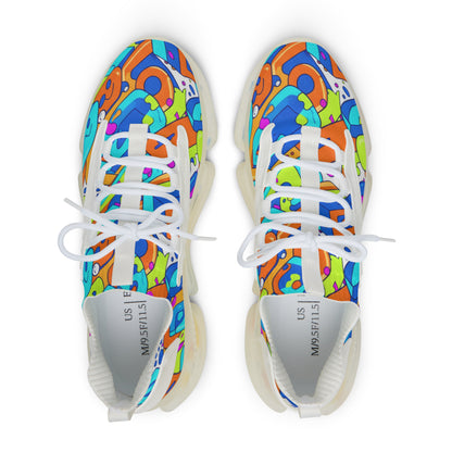 Men's Breathable Mesh Sneakers — Colorful Abstract Pattern Athletic Shoes (free shipping)