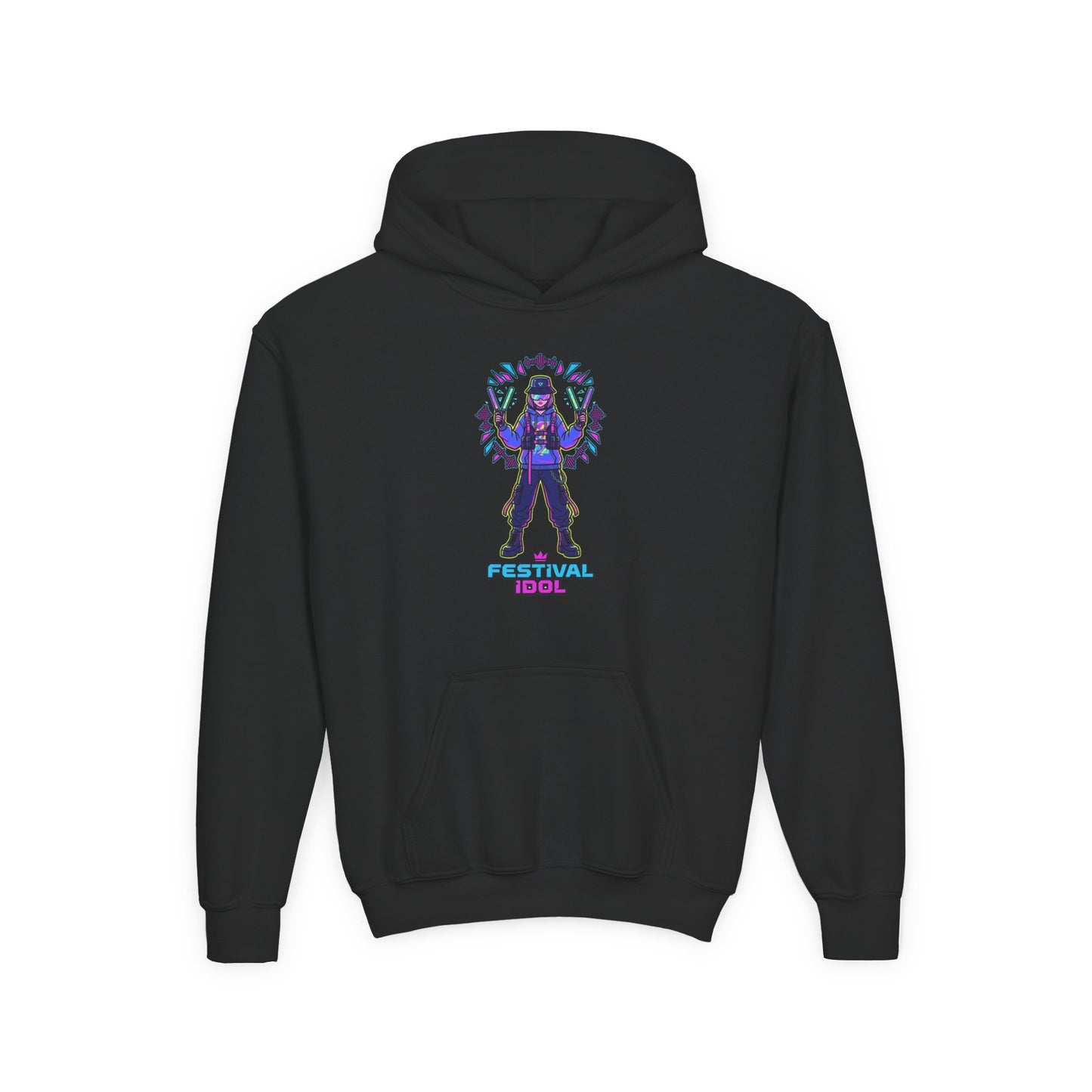Youth Hoodie — Neon k-Pops Gamer Girl Graphic “Pixel Pal” Streetwear