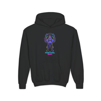 Youth Hoodie — Neon k-Pops Gamer Girl Graphic “Pixel Pal” Streetwear
