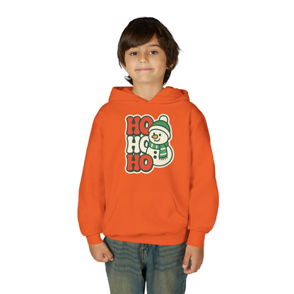 Youth kids Christmas Hoodie - 'HO HO HO' Snowman Holiday Sweatshirt
