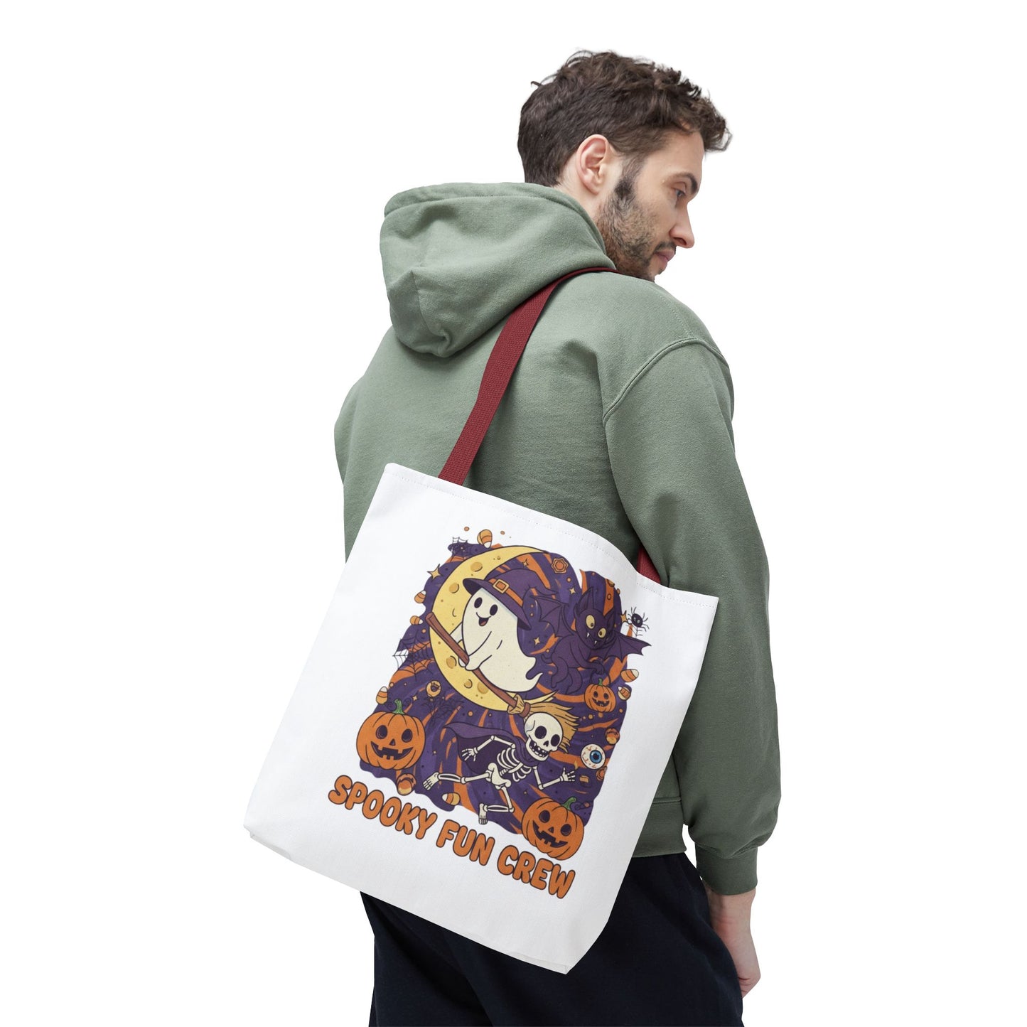 Spooky Fun Crew Halloween Tote Bag, Trick or Treat Bag, Haunted House Accessory, Fall Gift, Party Favor