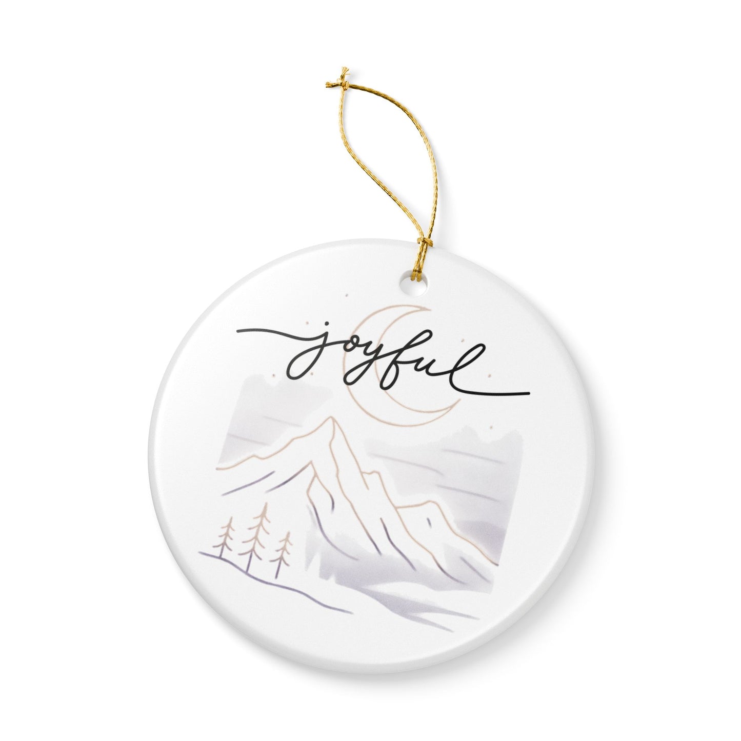 Joyful Mountain Ceramic Ornament – Holiday Tree Decoration