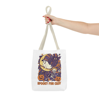 Spooky Fun Crew Halloween Tote Bag, Trick or Treat Bag, Haunted House Accessory, Fall Gift, Party Favor