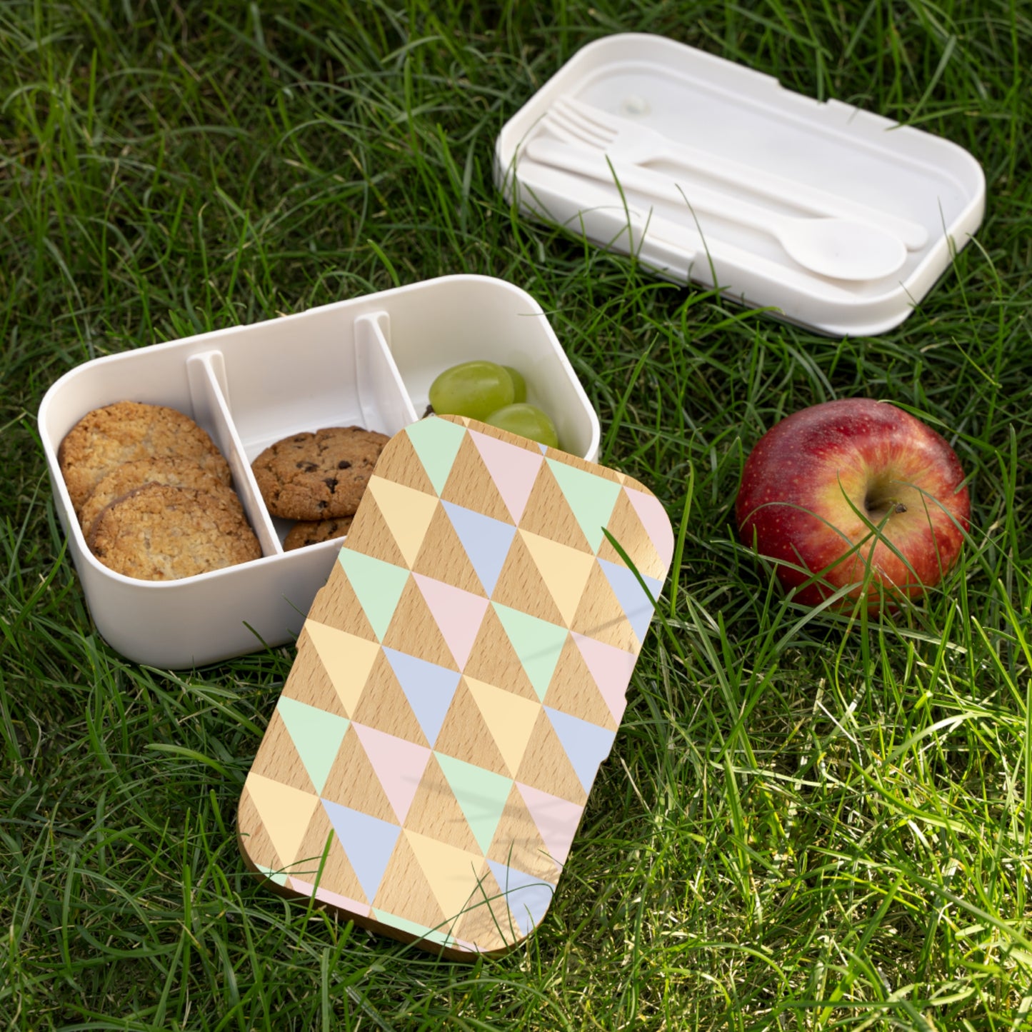 Geometric Pattern Bento Lunch Box - Eco-Friendly Food Storage for School & Work
