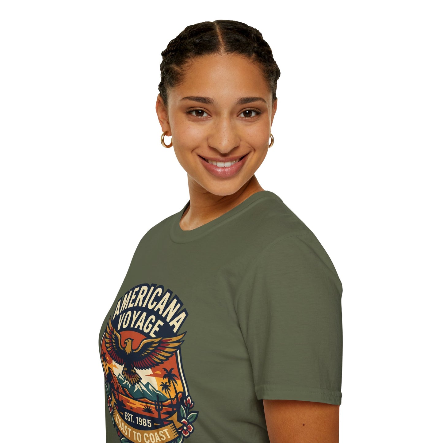 Americana Voyage retro Graphic T-Shirt — Coast to Coast Eagle Sunset