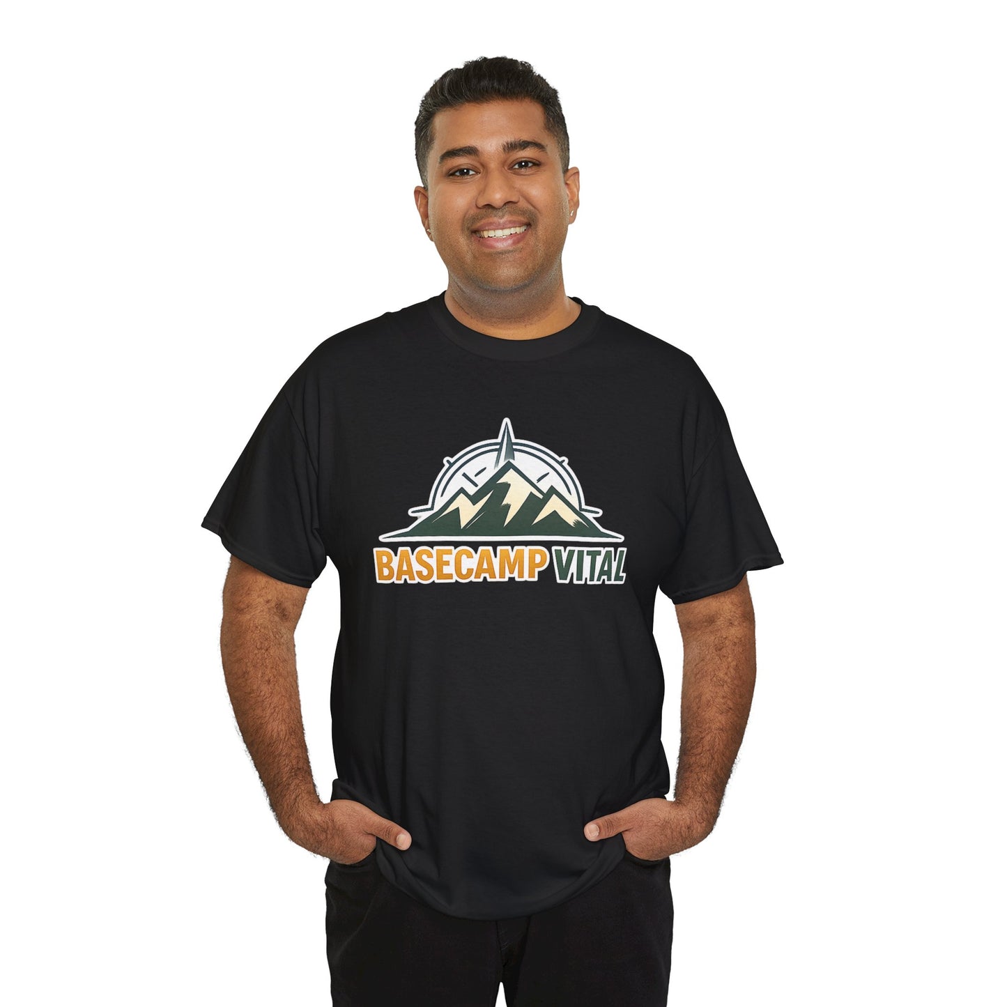 Base Camp Vital Mountain Compass Crewneck T-Shirt | Outdoor Hiking Graphic Tee | Midweight Cotton Trail Shirt (free shipping)