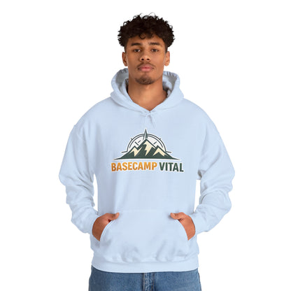 Base Camp Vital Outdoor Fleece Hoodie | Mountain Compass Graphic Pullover | 50/50 Midweight Trail Hoodie  Vital Hoodie  (free shipping)