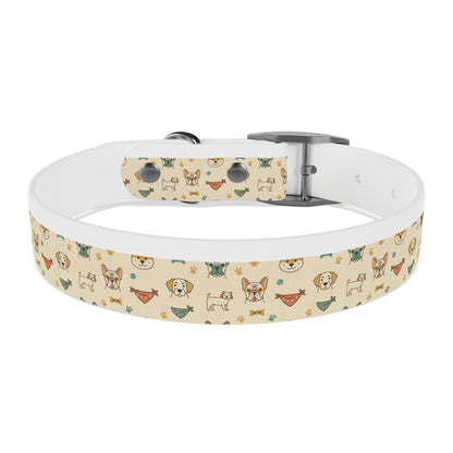 Cute Cartoon Dogs Dog Collar — Beige Puppy Pattern Adjustable Collar