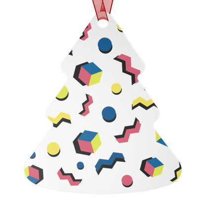 Memphis Geometric Metal Ornament — 80s Retro Bell Decoration