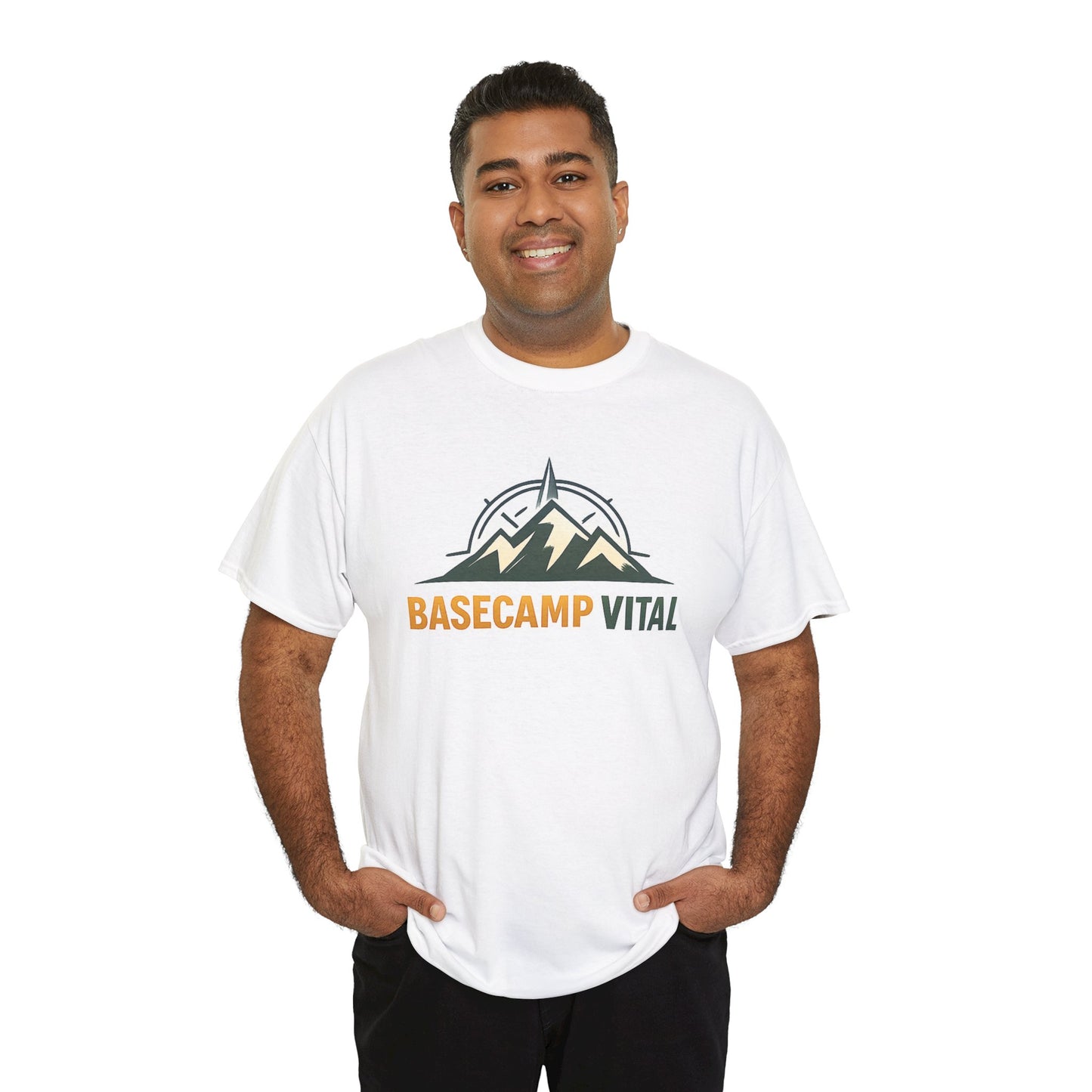 Base Camp Vital Mountain Compass Crewneck T-Shirt | Outdoor Hiking Graphic Tee | Midweight Cotton Trail Shirt (free shipping)