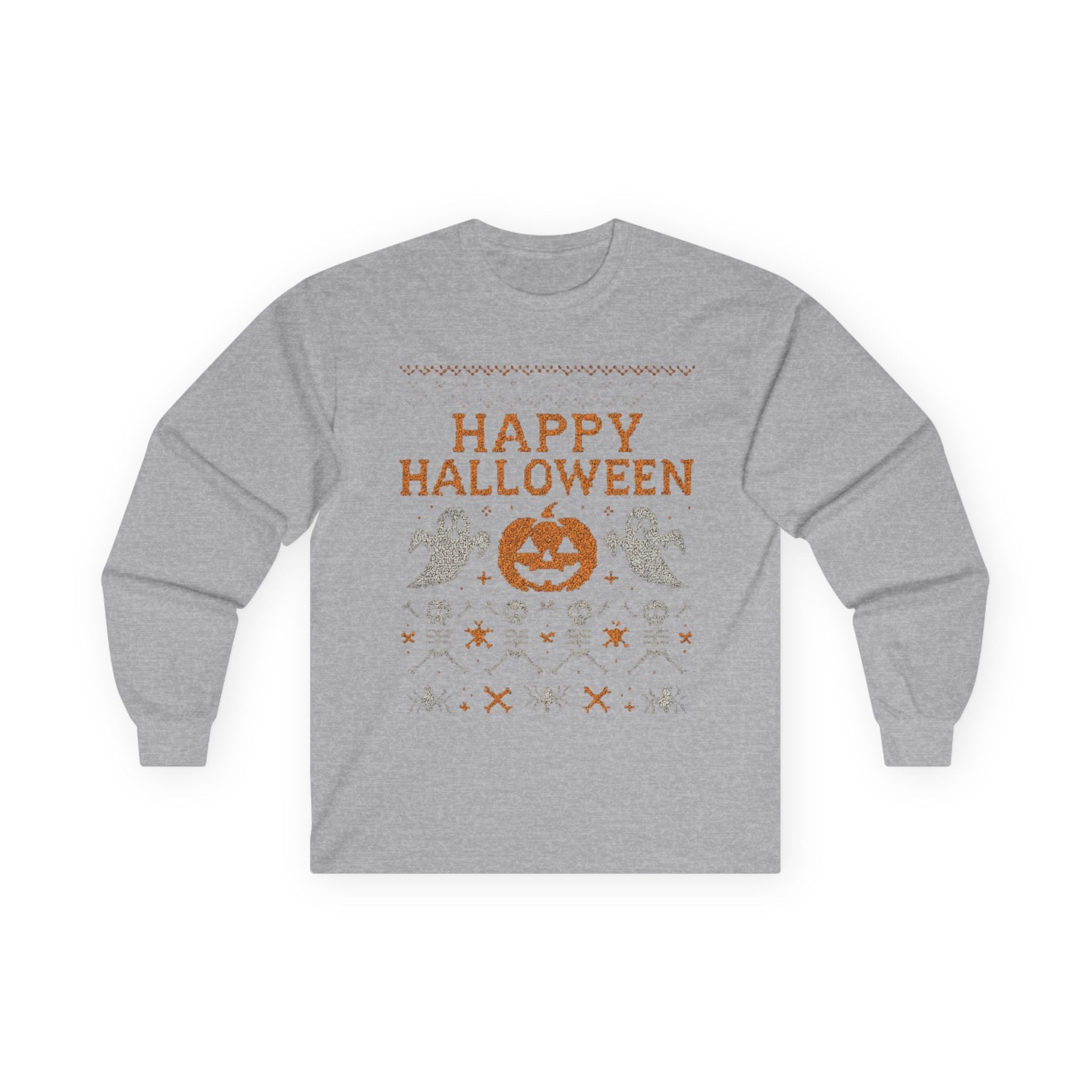 Happy Halloween Long Sleeve Tee, Spooky Tee, Halloween Costume Shirt, Autumn Festive Attire, Unisex Fall Apparel