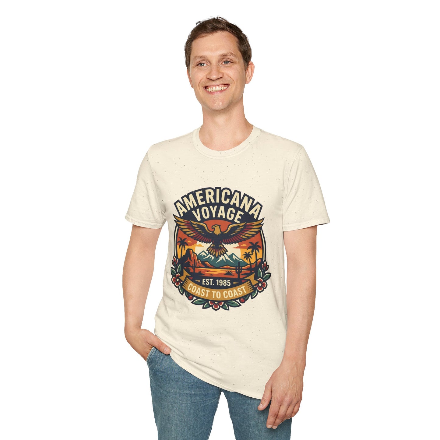Americana Voyage retro Graphic T-Shirt — Coast to Coast Eagle Sunset