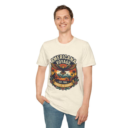 Americana Voyage retro Graphic T-Shirt — Coast to Coast Eagle Sunset