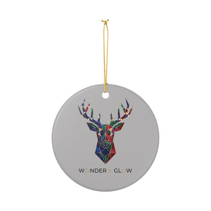 Geometric Reindeer Ceramic Ornament — 'Wonder & Glow' Holiday Decoration