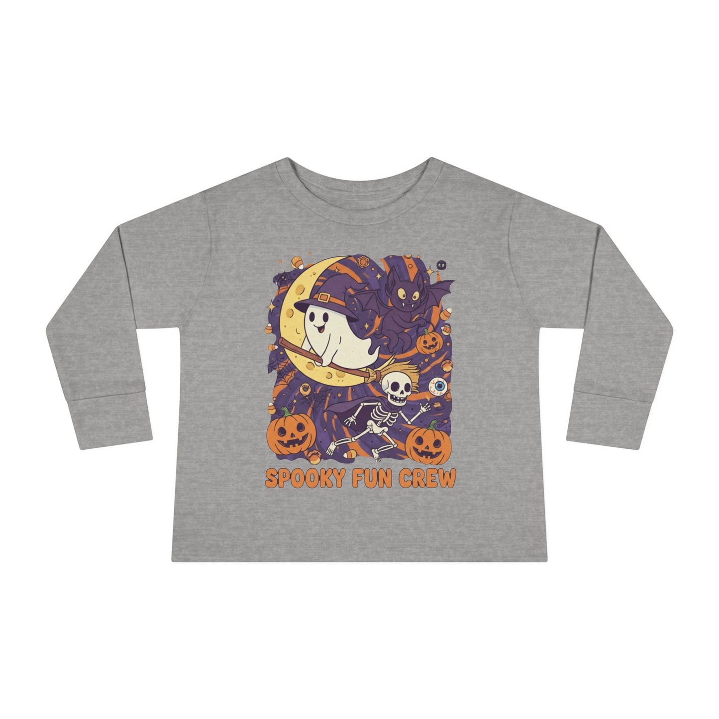 Toddler Halloween Long Sleeve Tee, Spooky Fun Crew Shirt, Kids Halloween Apparel, Fall Outfit for Toddlers, Halloween Party Wear