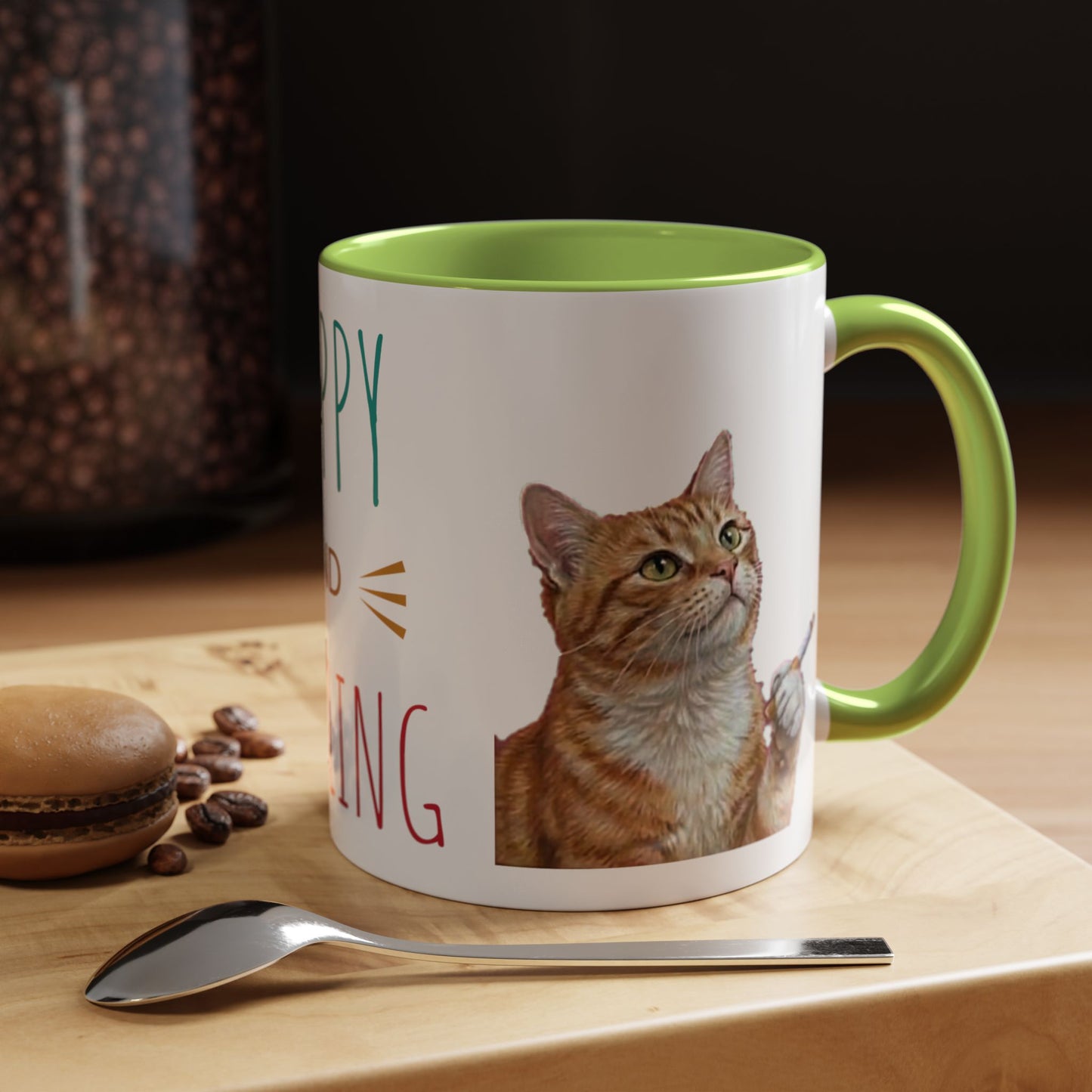 Happy and Dazzling Smoking Cat Coffee Mug — Cute Ginger Cat Accent Mug (11/15oz) (free shipping)