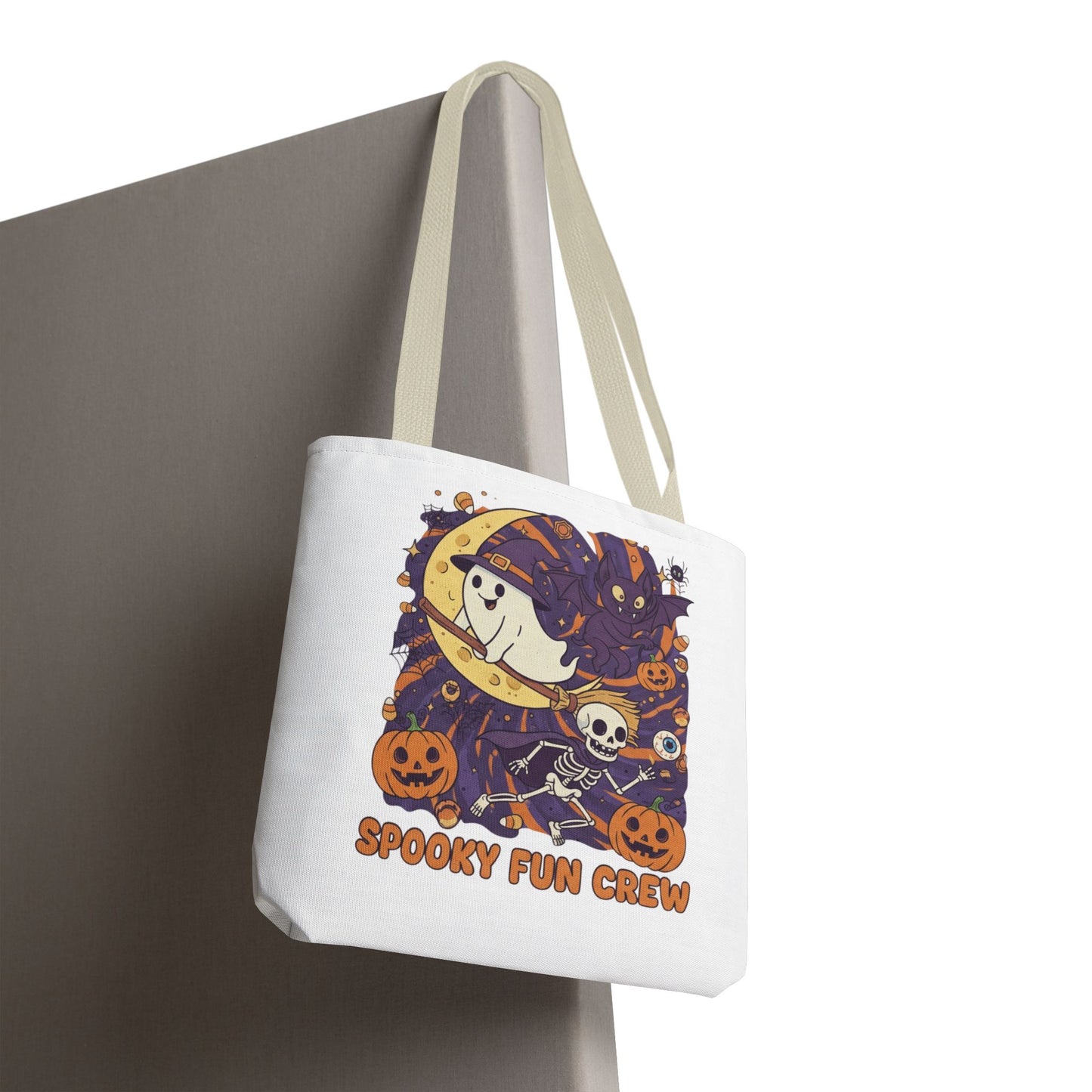 Spooky Fun Crew Halloween Tote Bag, Trick or Treat Bag, Haunted House Accessory, Fall Gift, Party Favor