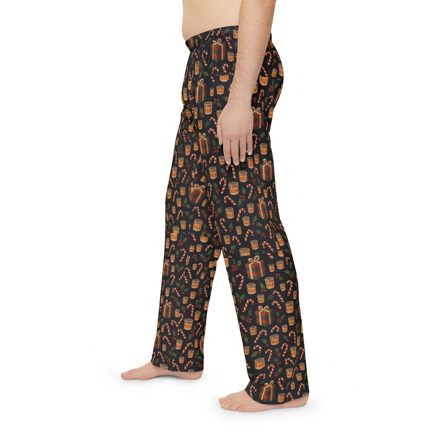 Men's whiskey style Holiday Pajama Pants — Gingerbread & Candy Cane All-Over Print