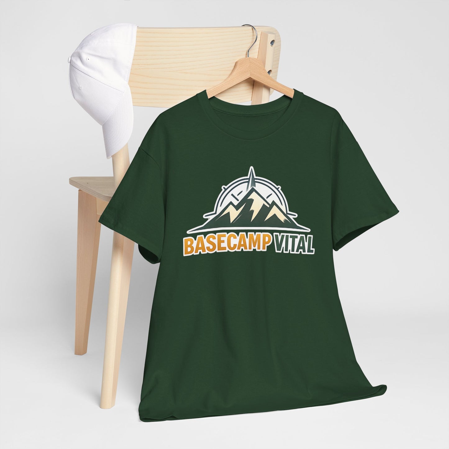 Base Camp Vital Mountain Compass Crewneck T-Shirt | Outdoor Hiking Graphic Tee | Midweight Cotton Trail Shirt (free shipping)