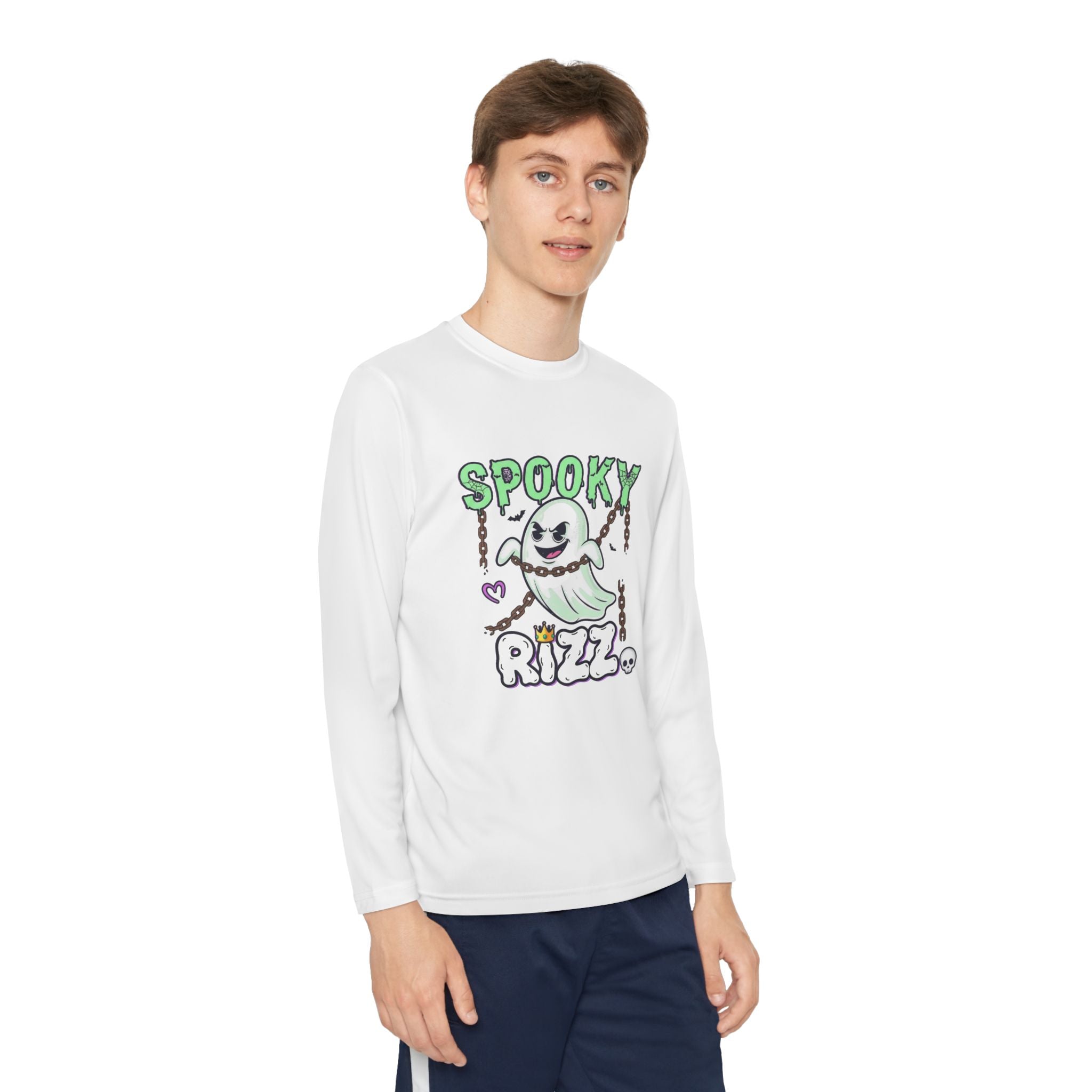 Spooky Long Sleeve Tee, Kids Ghost Shirt, Halloween Shirt, Youth Halloween Apparel, Spooky Vibes Tee, Ghostly Fun Wear