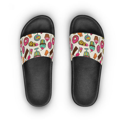Women's Slide Sandals Sweet Treats & Dessert Doodles / Candy Land