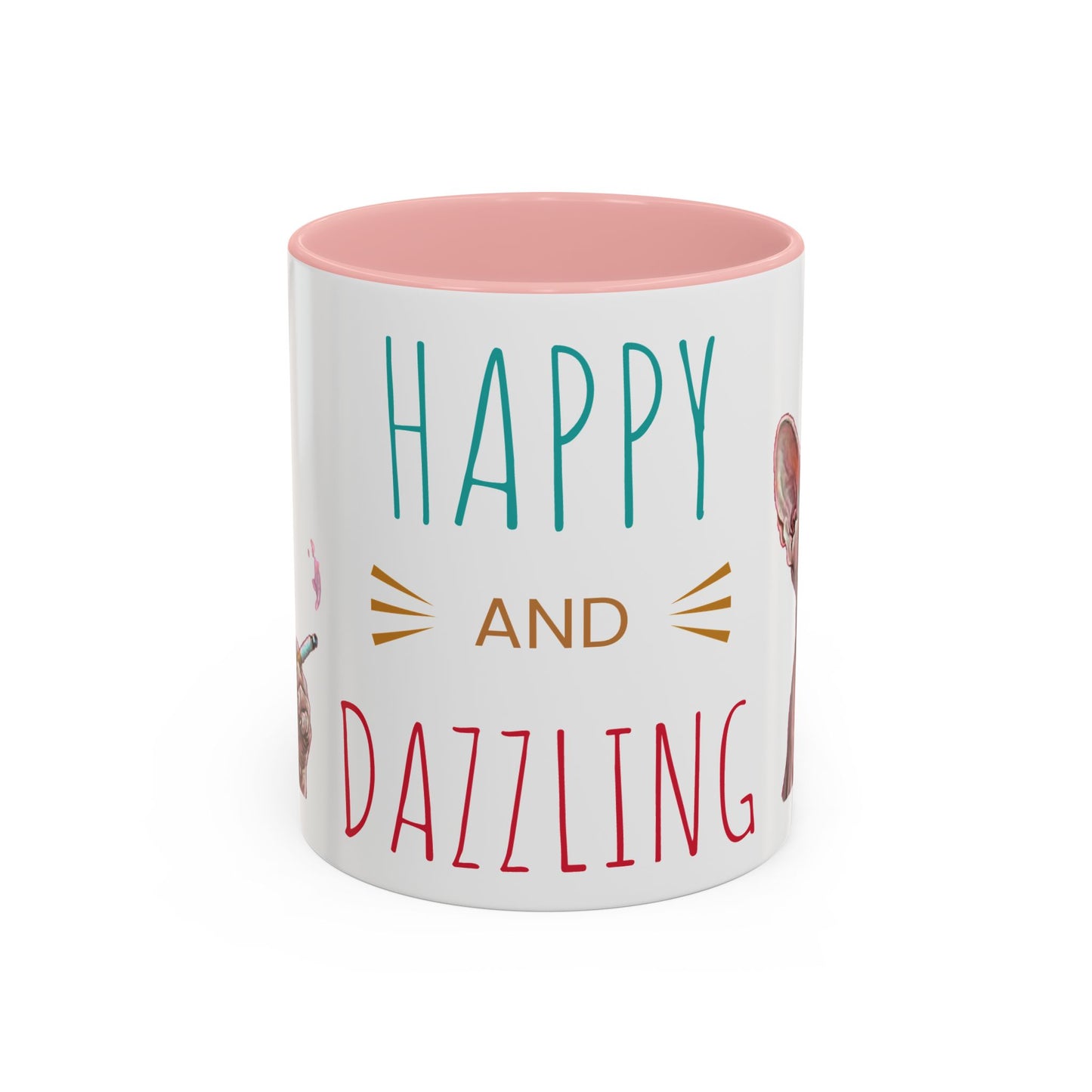 Happy and Dazzling smoking Cat Coffee Mug — Sphynx Cat Accent Mug (11/15oz) (free shipping)