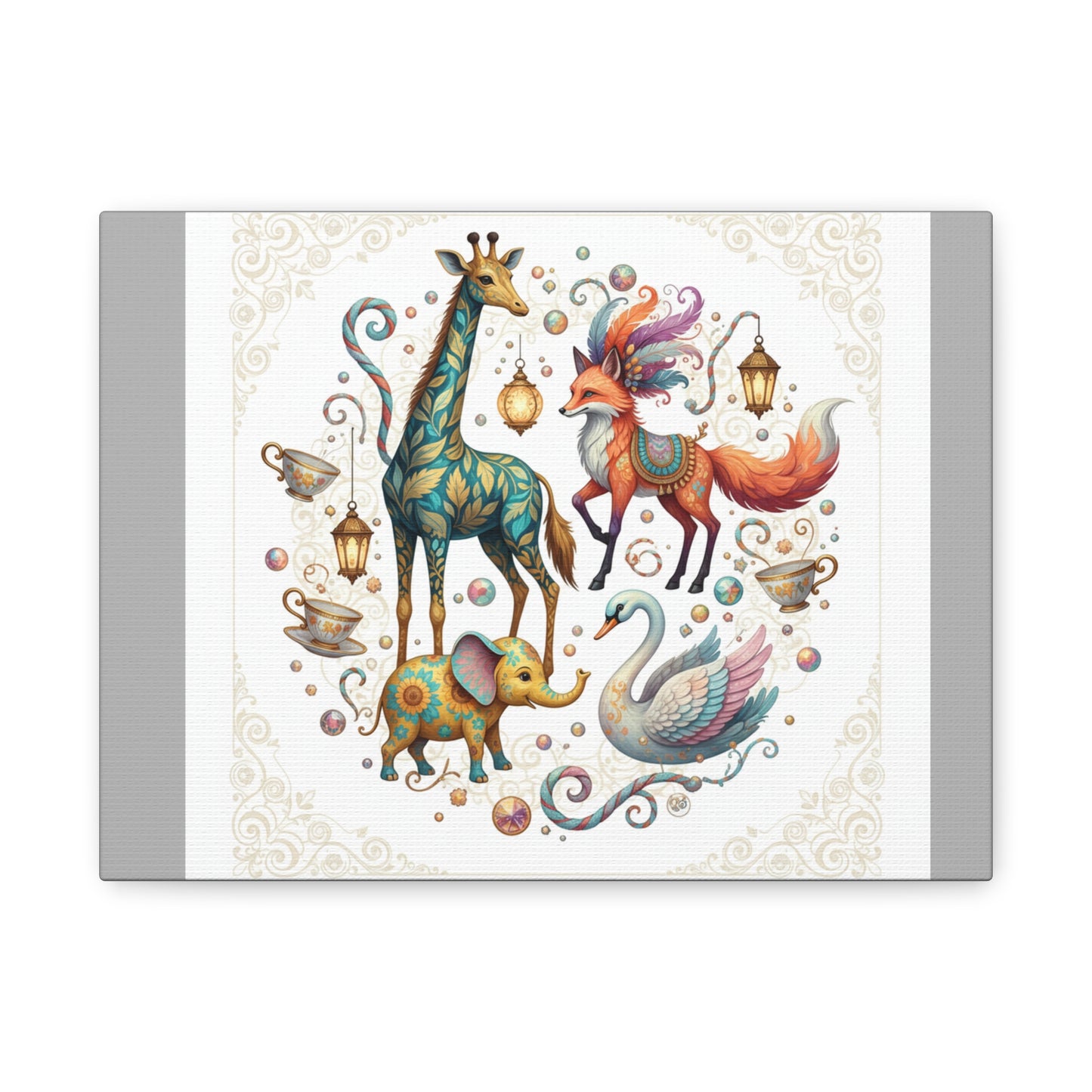 Whimsical Safari Animal Canvas — Fox, Giraffe, Elephant & Swan Matte  Luxury Wall Art (free shipping)