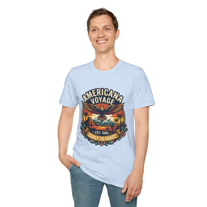 Americana Voyage retro Graphic T-Shirt — Coast to Coast Eagle Sunset