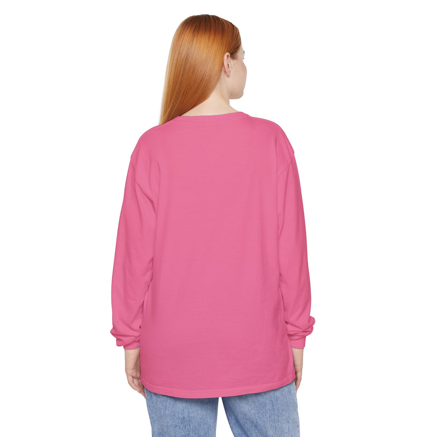 Women’s Berry pink, light pink Garment-Dyed Long Sleeve T-Shirt for Casual Comfort