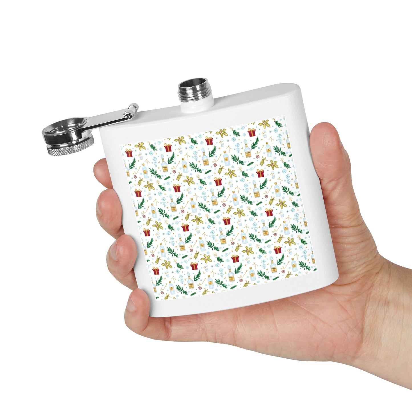 Holiday Flask — 6oz Stainless Steel Christmas Pattern Hip Flask (Free Shipping)
