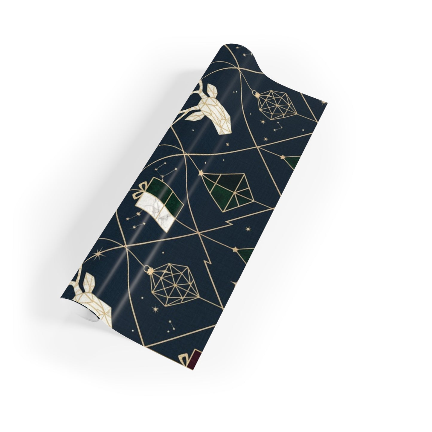 Festive Gift Wrapping Paper Roll - Holiday Design with Deer and Trees