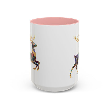 Geometric Rainbow Reindeer Accent Coffee Mug (11/15 oz)