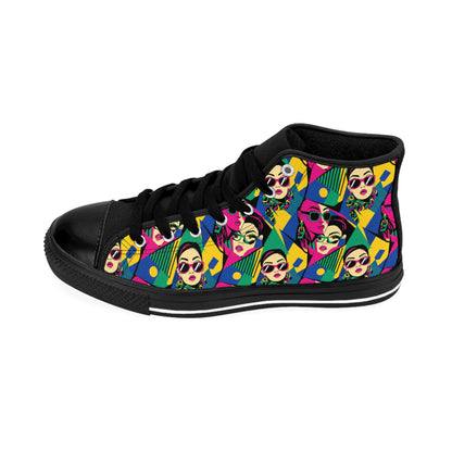Men's High-Top Sneakers — Bold Pop Art Faces Pattern (free shipping)