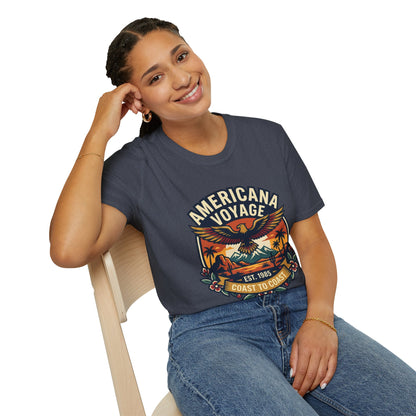 Americana Voyage retro Graphic T-Shirt — Coast to Coast Eagle Sunset
