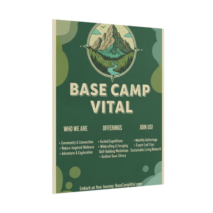 Base Camp Vital Nature-Inspired Rolled Posters for Adventure Lovers, Wall Decor for Outdoor Enthusiasts, Eco-Friendly Art, Mountain Decor, Camp Vibes