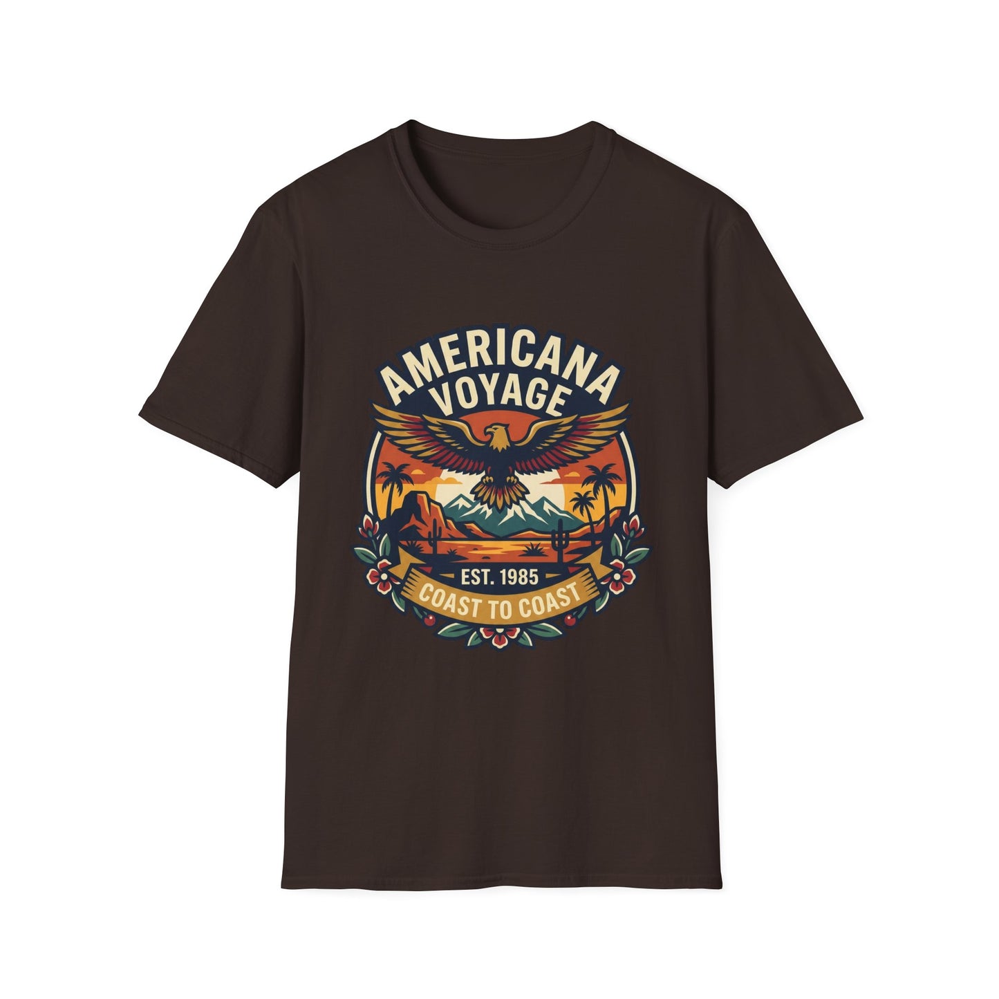 Americana Voyage retro Graphic T-Shirt — Coast to Coast Eagle Sunset