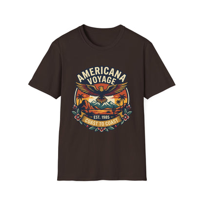 Americana Voyage retro Graphic T-Shirt — Coast to Coast Eagle Sunset