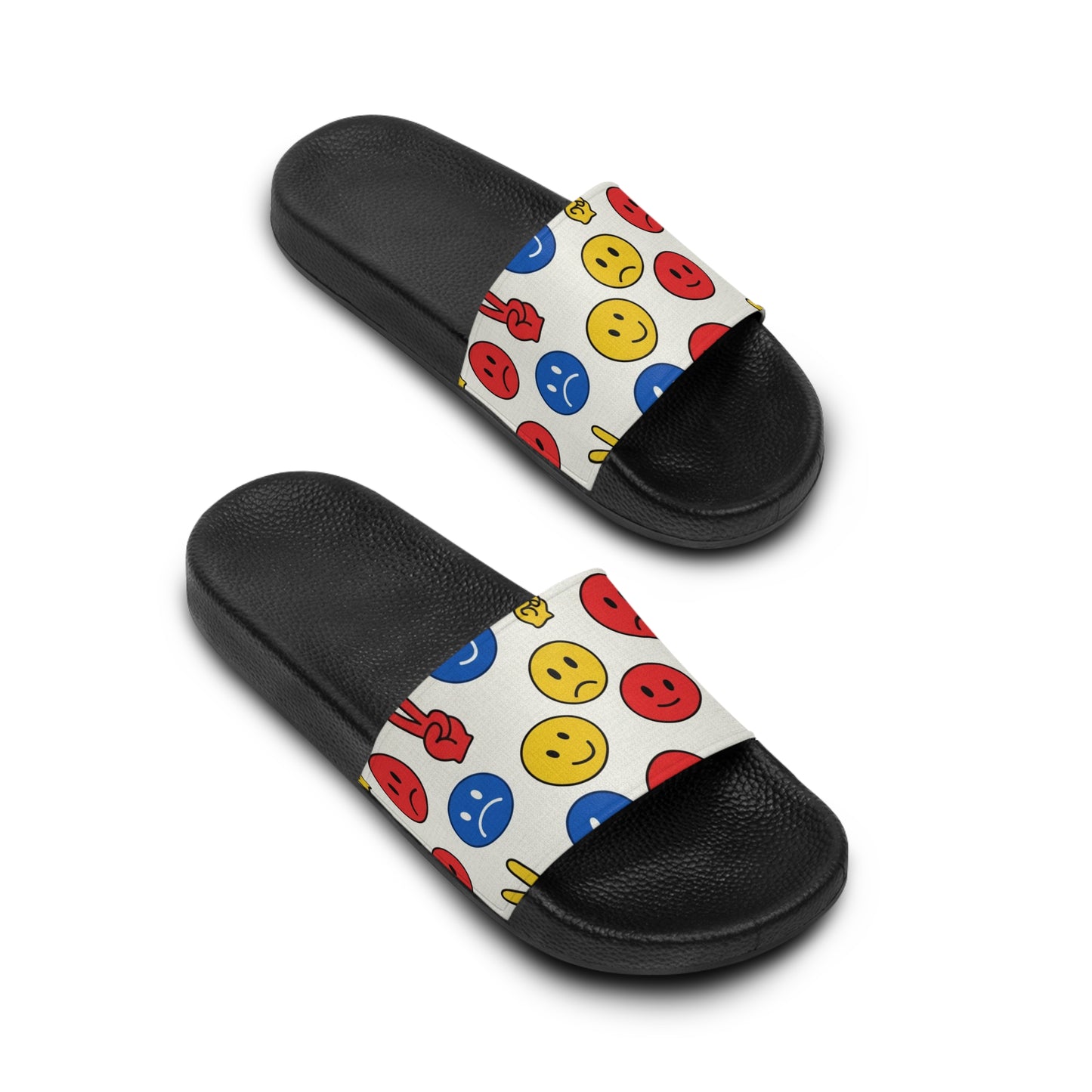 Women's Slide Sandals Playful political Abstract Faces & Hand Gestures