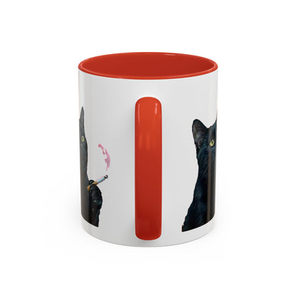 Happy and Dazzling smoking cat Cat Accent Coffee Mug — Cute Black Cat Coffee Cup (11/15oz) (free shipping)