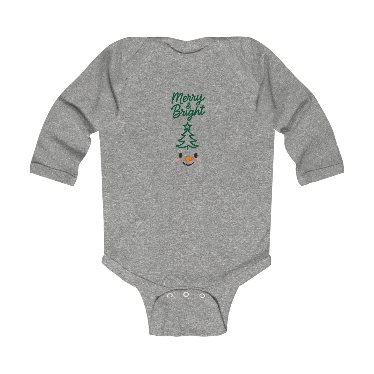 Infant Bodysuit — "Merry & Bright" Christmas Tree Snowman Holiday Romper