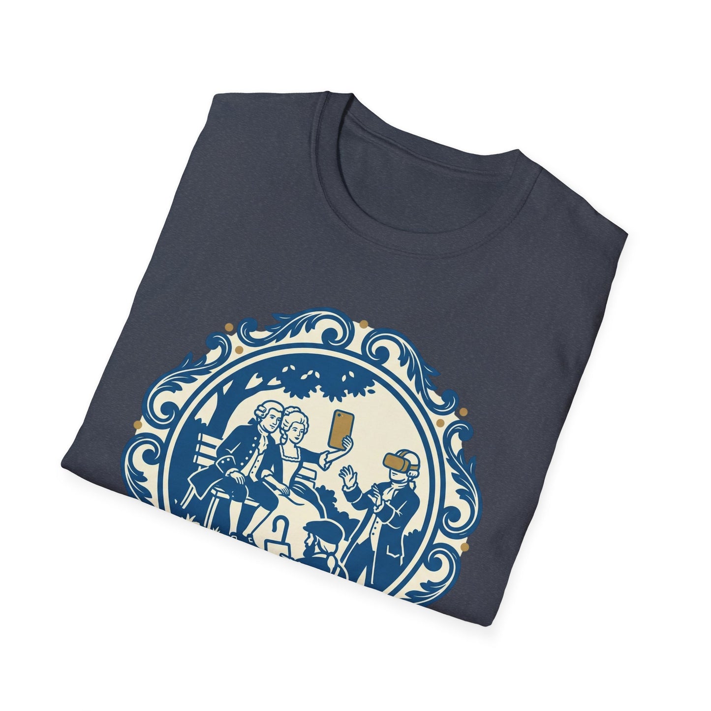 Vintage Blue Rococo Smartphone Toile -  T-Shirt