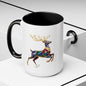 Geometric Rainbow Reindeer Accent Coffee Mug (11/15 oz)