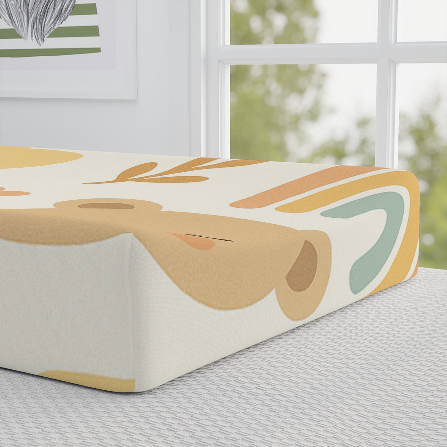 Whimsical Baby Changing Pad Cover with Cloud and Animal Design