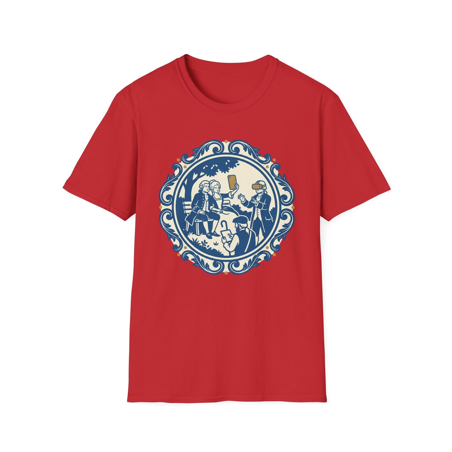 Vintage Blue Rococo Smartphone Toile -  T-Shirt