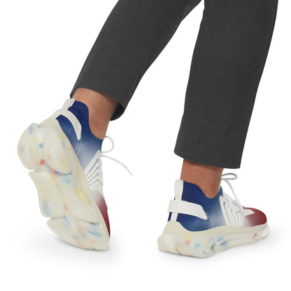 Gradient Red White & Blue Men's Mesh Sneakers — Breathable Athletic Runner Shoes (free shipping)